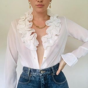 Vintage Union Made Chiffon Ruffle Blouse